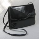 Black patent leather evening bag by Bally of Switzerland