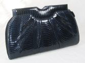 Navy blue snakeskin clutch bag by J. Reneé