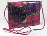 Raspberry and purple snakeskin shoulder bag by J. Reneé